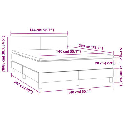 vidaXL Sommier à lattes de lit avec matelas LED Noir 140x200 cm Tissu