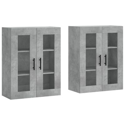 vidaXL Armoires murales 2 pcs gris béton bois d'ingénierie