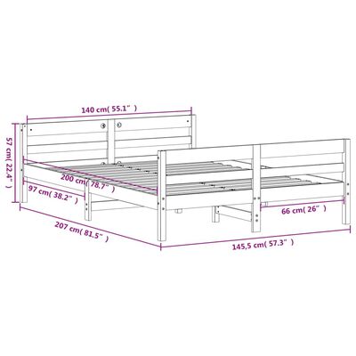 vidaXL Cadre de lit sans matelas 140x200 cm bois massif de pin