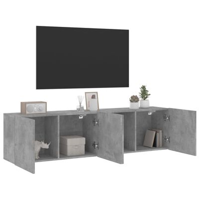 vidaXL Meubles TV muraux 2 pcs gris béton 80x30x41 cm