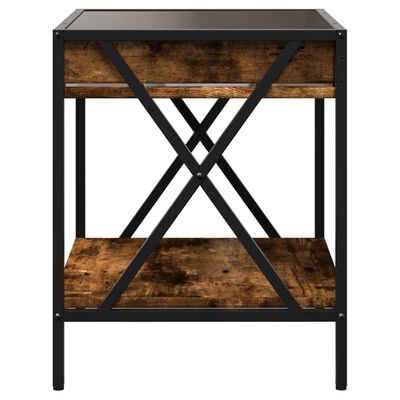 vidaXL Table de chevet avec LED infini chêne fumé 40x40x49 cm