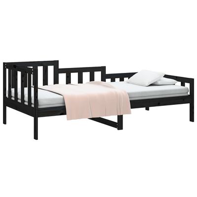 vidaXL Lit de jour sans matelas noir 90x200 cm bois de pin massif