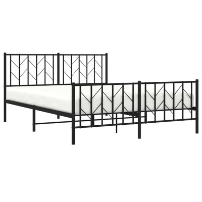 vidaXL Cadre de lit métal sans matelas avec pied de lit noir 150x200cm