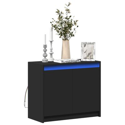 vidaXL Buffet avec LED noir 72x34x61 cm bois d'ingénierie