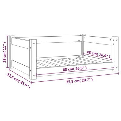 vidaXL Lit pour chien Marron miel 75,5x55,5x28 cm Bois de pin solide