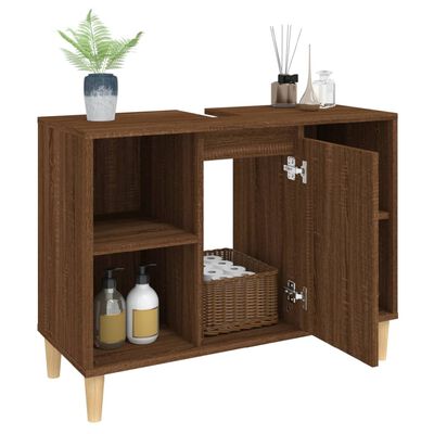 vidaXL Meuble d'évier chêne marron 80x33x60 cm bois d'ingénierie