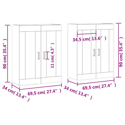 vidaXL Armoires murales 2 pcs sonoma gris bois d'ingénierie