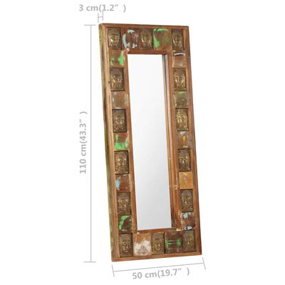 vidaXL Miroir avec revêtement Bouddha 50x110 cm Bois de récupération