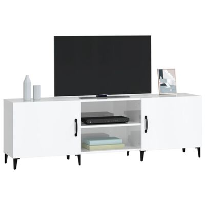 vidaXL Meuble TV blanc brillant 150x30x50 cm bois d'ingénierie