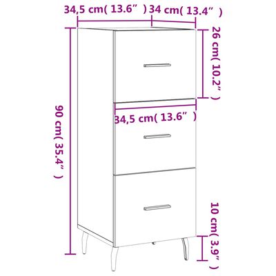 vidaXL Buffet Chêne fumé 34,5x34x90 cm Bois d'ingénierie