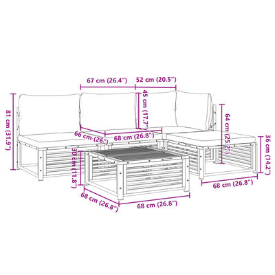 vidaXL Salon de jardin avec coussins 5 pcs Bois d'acacia solide