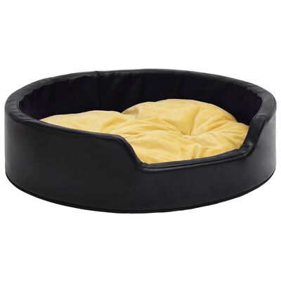 vidaXL Lit pour chiens Noir et jaune 99x89x21 cm Peluche et similicuir