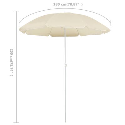 vidaXL Parasol d'extérieur avec mât en acier Sable 180 cm