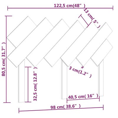 vidaXL Tête de lit Gris 122,5x3x80,5 cm Bois massif de pin