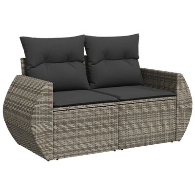 vidaXL Salon de jardin 9 pcs avec coussins gris résine tressée