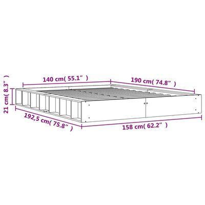 vidaXL Cadre de lit sans matelas cire marron 140x190cm bois pin massif