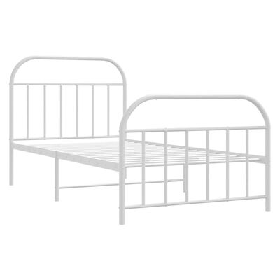 vidaXL Cadre de lit métal sans matelas et pied de lit blanc 107x203 cm