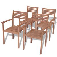 vidaXL Chaises empilables de jardin 4 pcs Bois de teck solide