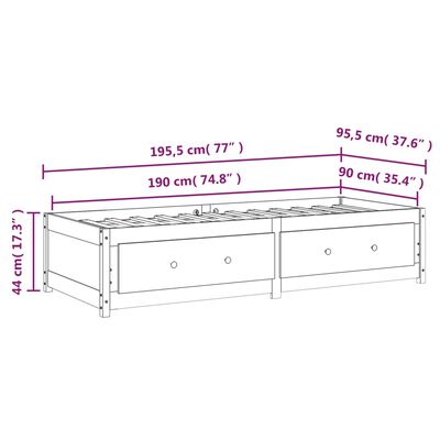 vidaXL Lit de jour sans matelas blanc 90x190 cm bois de pin massif