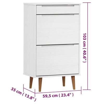 vidaXL Armoire à chaussures MOLDE Blanc 59,5x35x103 cm Bois de pin