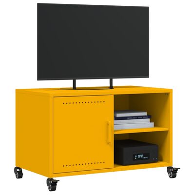 vidaXL Meuble TV jaune moutarde 68x39x43,5 cm acier