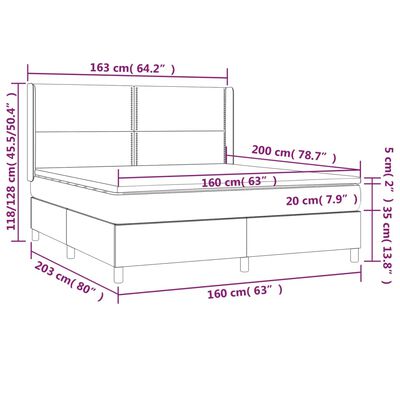 vidaXL Sommier à lattes de lit avec matelas Cappuccino 160x200 cm