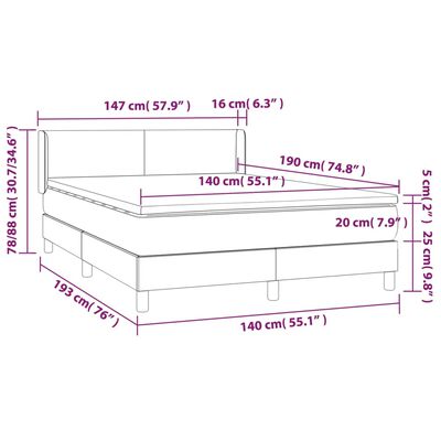 vidaXL Sommier à lattes de lit avec matelas Noir 140x190 cm Velours