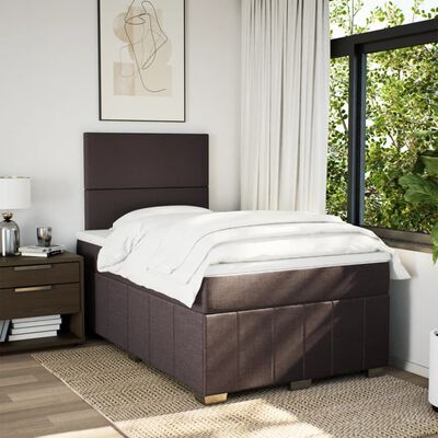 vidaXL Sommier à lattes de lit et matelas marron foncé 120x190cm tissu