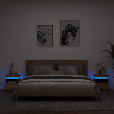 vidaXL Armoires de chevet avec lumières LED 2 pcs chêne sonoma