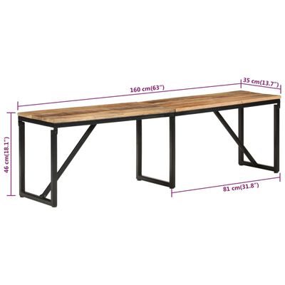 vidaXL Banc 160x35x46 cm bois massif de manguier