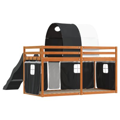 vidaXL Lit superposé sans matelas avec toboggan blanc noir 90x200 cm