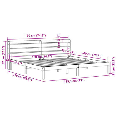 vidaXL Cadre de lit sans matelas blanc 180x200 cm bois massif de pin