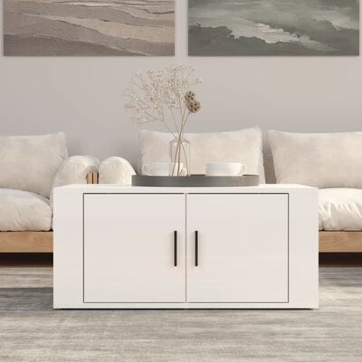 vidaXL Table basse Blanc brillant 80x50x36 cm Bois d'ingénierie