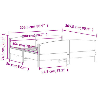 vidaXL Cadre de lit sans matelas 200x200 cm bois massif de pin