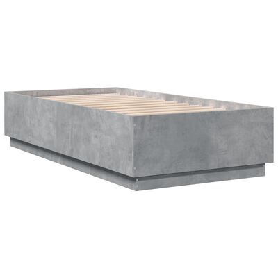 vidaXL Cadre de lit avec LED sans matelas gris béton 90x190 cm