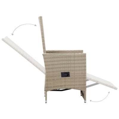 vidaXL Chaises inclinables lot de 2 et coussins Résine tressée Beige