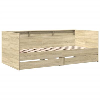 vidaXL Lit de jour avec tiroirs sans matelas chêne sonoma 75x190 cm