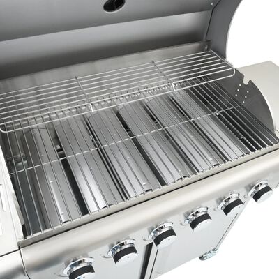 vidaXL Barbecue à gaz avec 7 brûleurs argent acier inoxydable