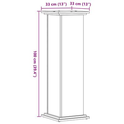 vidaXL Support pour plantes chêne fumé 33x33x100 cm bois d'ingénierie