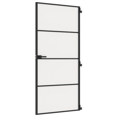 vidaXL Porte intérieure mince noir 93x201,5 cm verre trempé aluminium