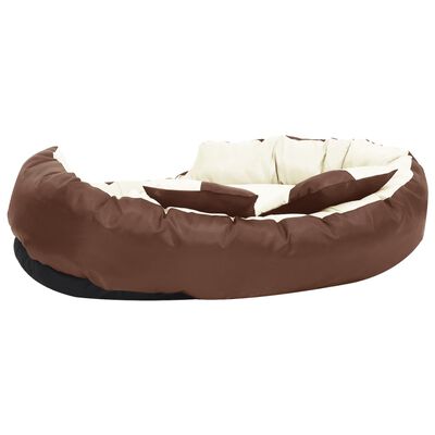 vidaXL Coussin réversible lavable de chien Marron et crème 110x80x23cm