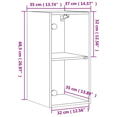 vidaXL Armoire murale avec portes en verre chêne sonoma 35x37x68,5 cm