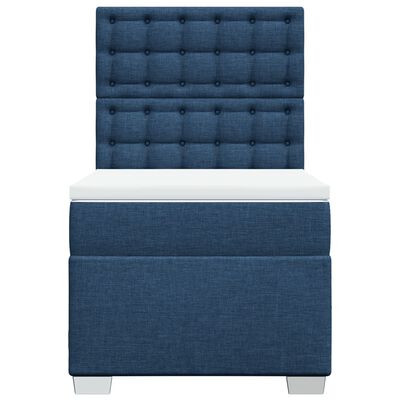 vidaXL Sommier à lattes de lit avec matelas Bleu 90x190 cm Tissu