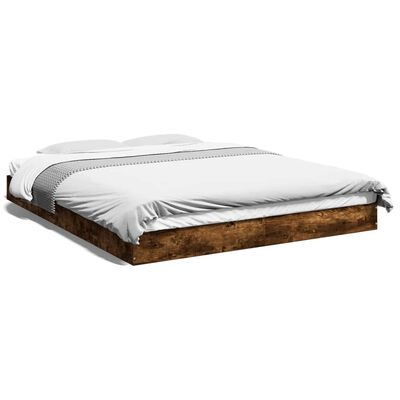 vidaXL Cadre de lit sans matelas chêne fumé 150x200 cm bois ingénierie