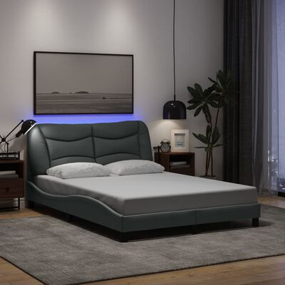 vidaXL Cadre de lit avec lumières LED gris clair 120x200 cm tissu