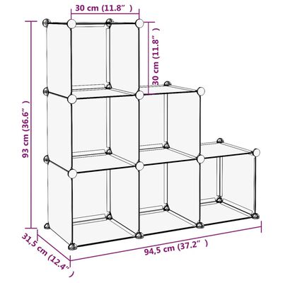 vidaXL Cubes de rangement 6 pcs Transparent PP