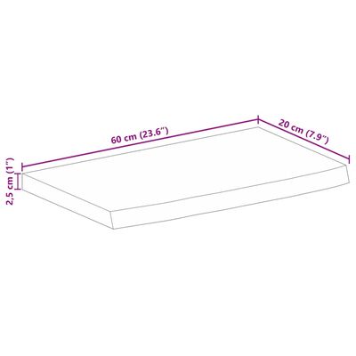 vidaXL Dessus de table à bord vivant 60x20x2,5 cm bois massif manguier