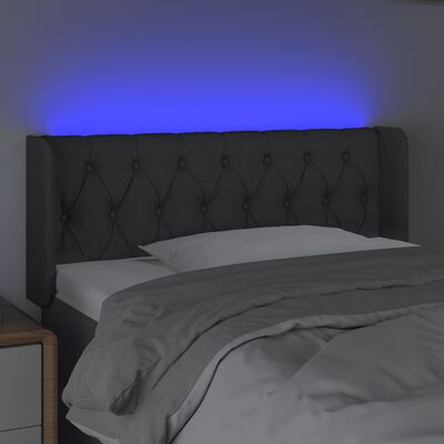 vidaXL Tête de lit à LED Gris foncé 93x16x78/88 cm Tissu