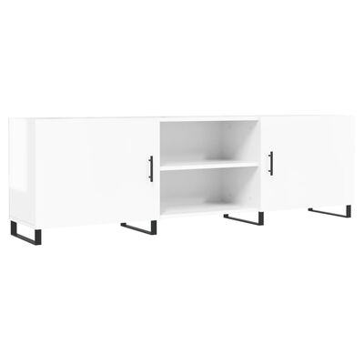 vidaXL Meuble TV blanc brillant 150x30x50 cm bois d'ingénierie