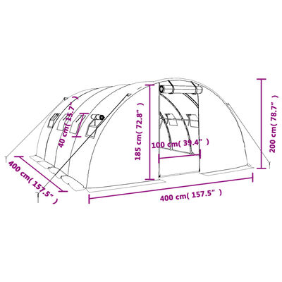 vidaXL Serre avec cadre en acier blanc 16 m² 4x4x2 m